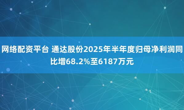 网络配资平台 通达股份2025年半年度归母净利润同比增68.2%至6187万元