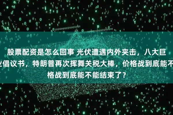 股票配资是怎么回事 光伏遭遇内外夹击，八大巨头同签行业倡议书，特朗普再次挥舞关税大棒，价格战到底能不能结束了？